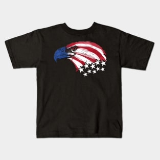 Bald Eagle US Flag Colors Patriotic 4th Of July Veterans Day Kids T-Shirt